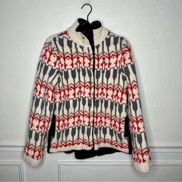 Anthropologie Sleeping on Snow Intarsia Sherpa Fair Isle Jacket Womens XS - Picture 1 of 9